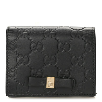 Gucci Guccissima Signature Bowy Card Case Wallet Black 1 of 9