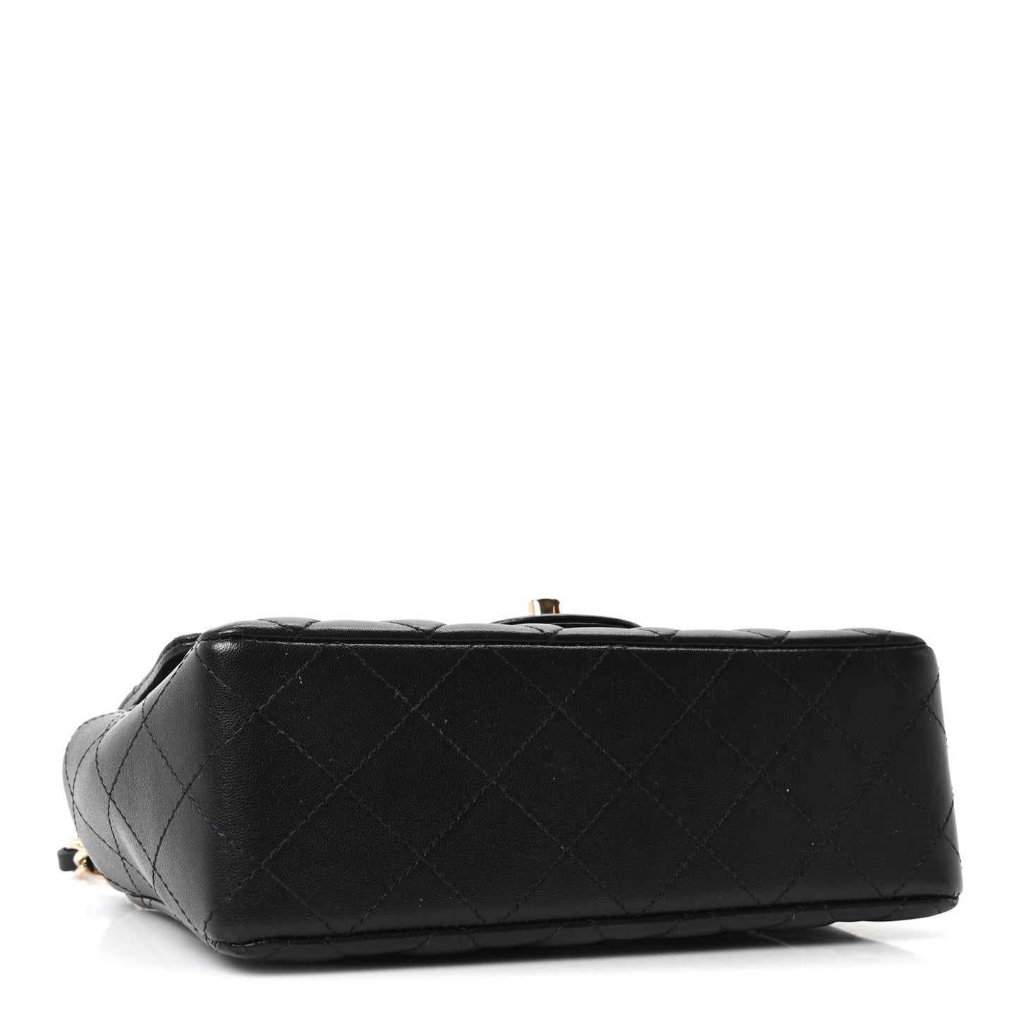 Lambskin Quilted Mini Rectangular Flap Black