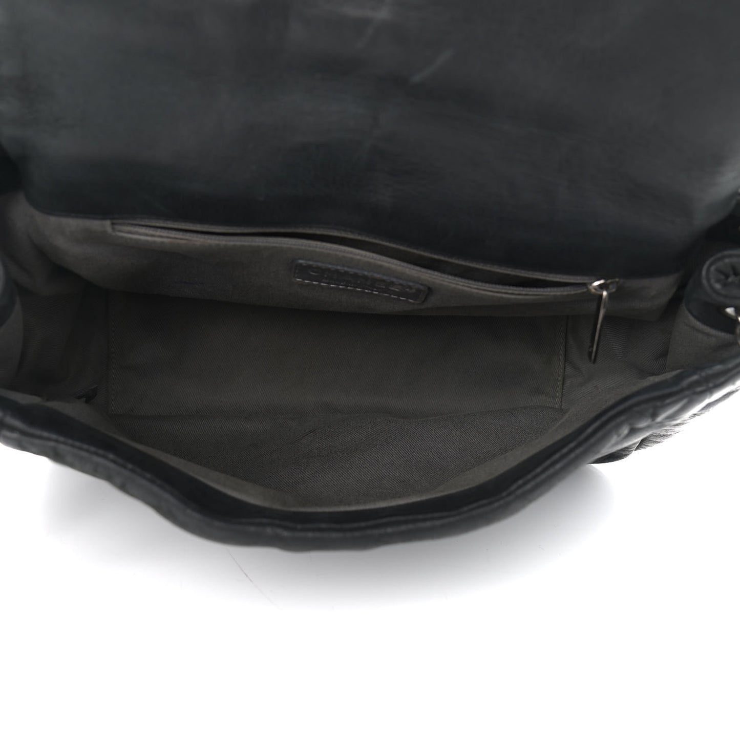 Iridescent Calfskin Glint Accordion Flap Black