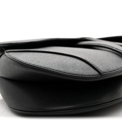 Christian Dior Grained Calfskin Saddle Bag Black 9 of 10