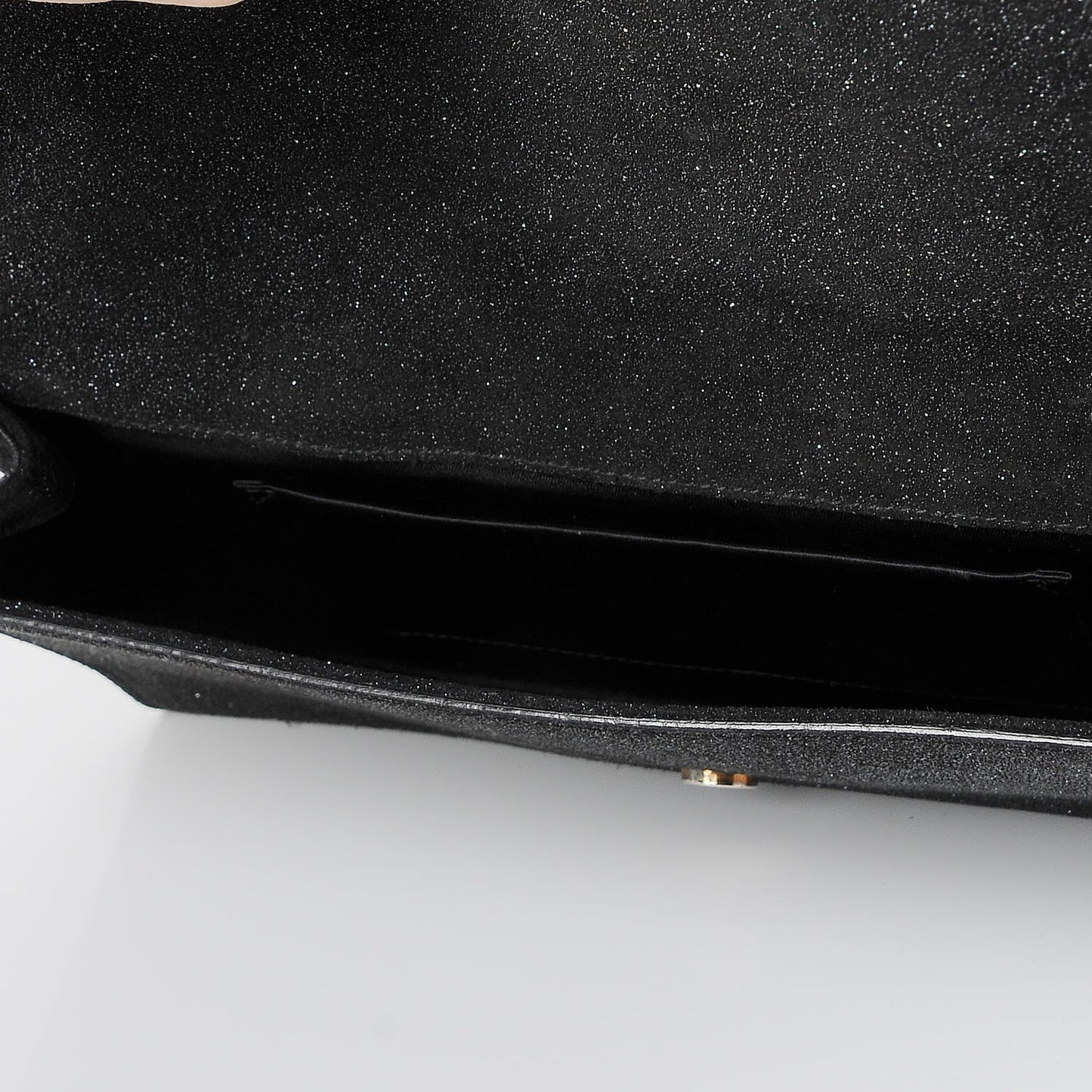 Glitter Calfskin Classic Y Ligne Clutch Black