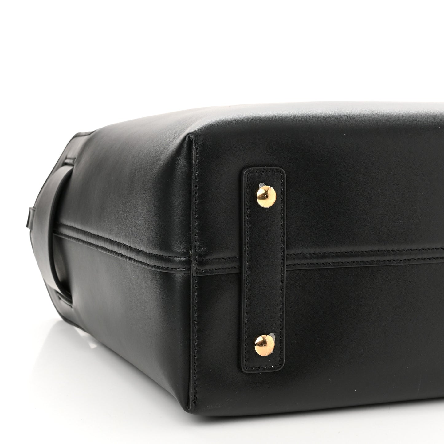 Smooth Calfskin Triple Stud Small Belt Bag Black Tan