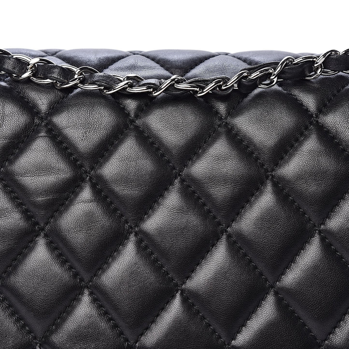 Lambskin Quilted Jumbo Coco Rain Flap Black