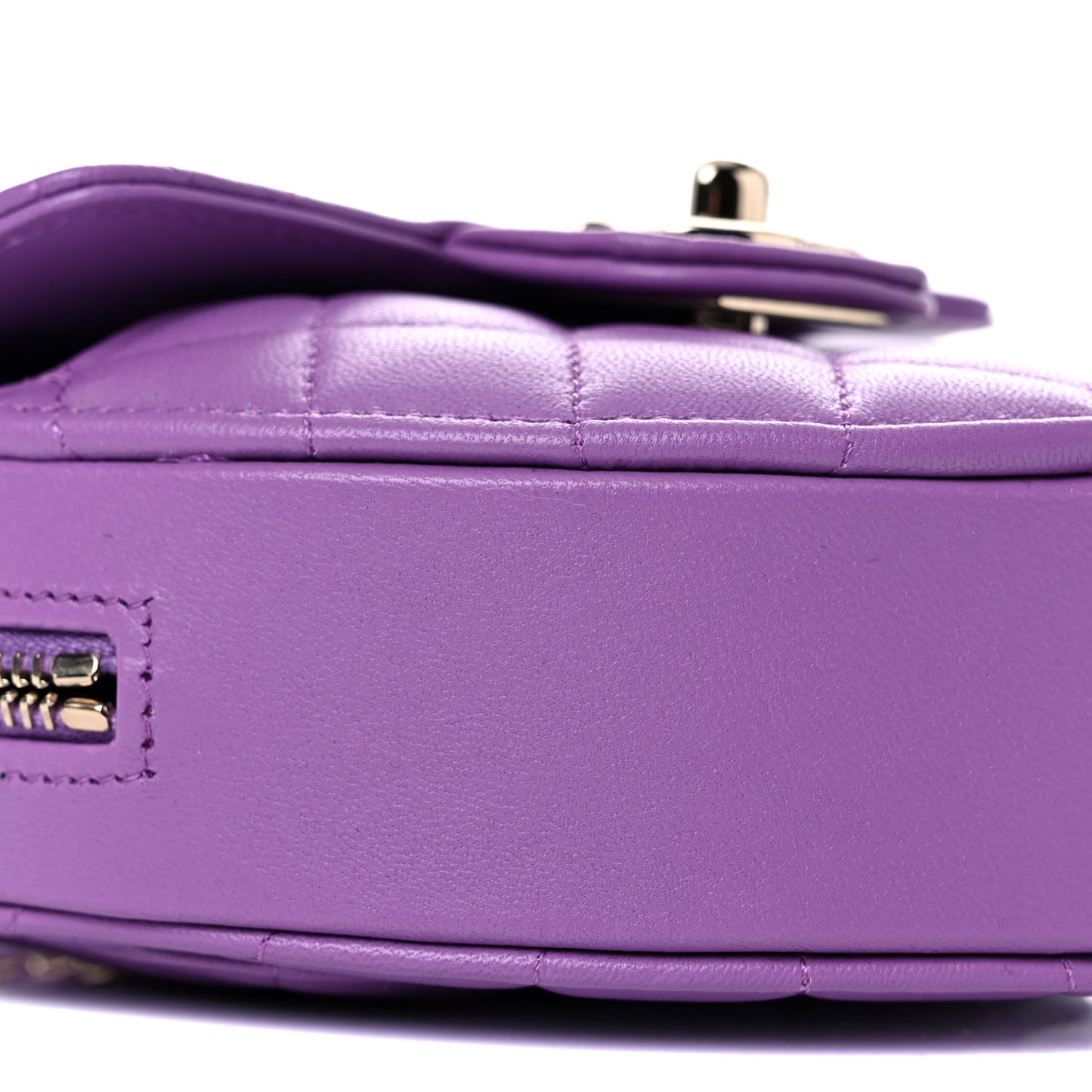Lambskin Quilted CC In Love Heart Clutch With Chain Purple