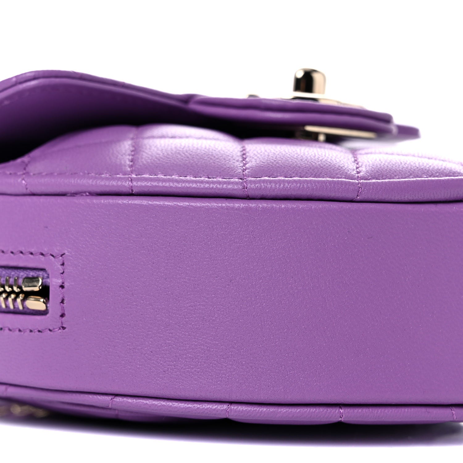 Chanel Lambskin Quilted CC In Love Heart Clutch With Chain Purple 8 of 10