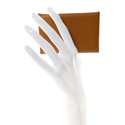 Hermes Chevre Mysore Verso Calvi Card Case Caramel Vert Fizz 2 of 7