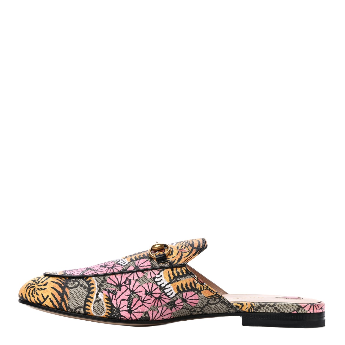 GG Supreme Monogram Bengal Womens Princetown Slippers 38.5 Beige Crop Pink