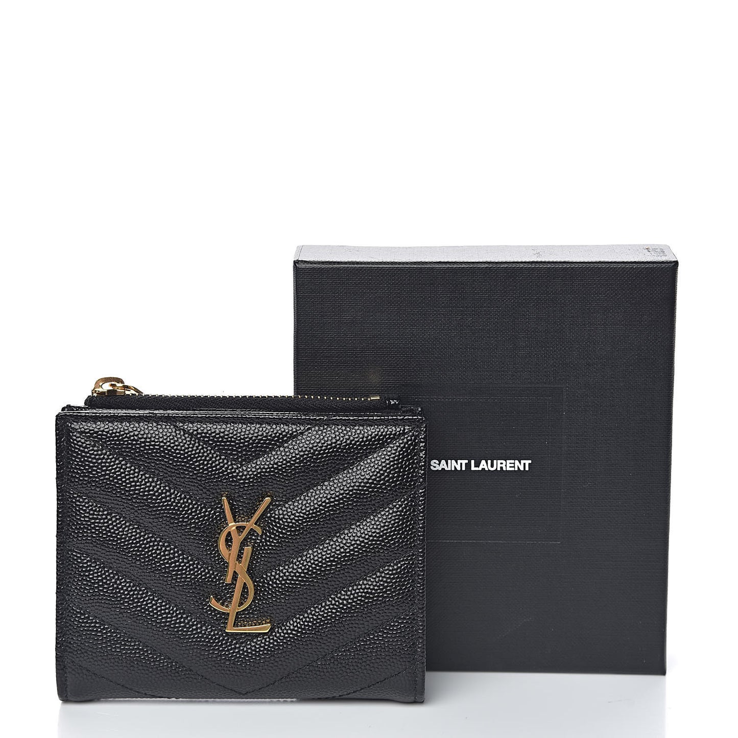 Grain De Poudre Matelasse Chevron Monogram Zipped Card Case Black