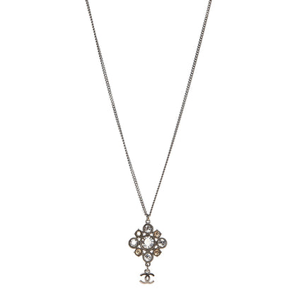 Chanel Crystal CC Necklace Silver 1 of 8