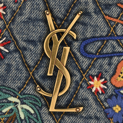 Saint Laurent Denim Matelasse Quilted Summer Embroidered Classic Monogram Camera Bag Blue 11 of 14