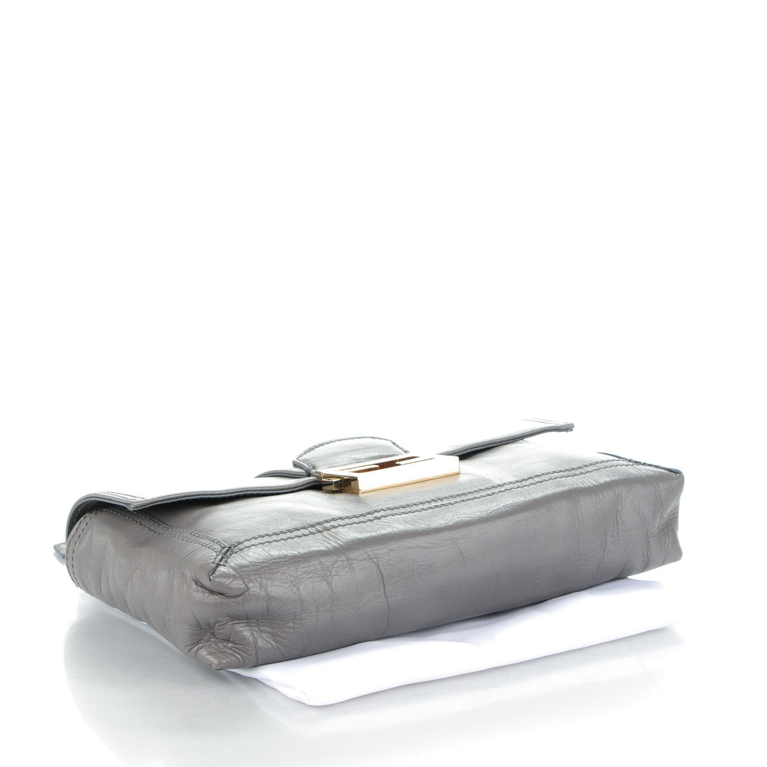 Fendi Vitello Acqua Maxi Baguette Bag Grigio Scuro 4 of 7