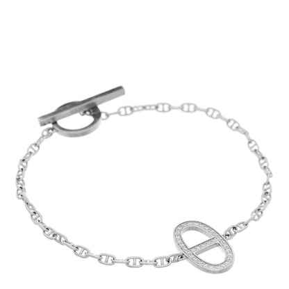 Hermes 18K White Gold Diamond Chaine d'Ancre Contour Bracelet SH 1 of 6