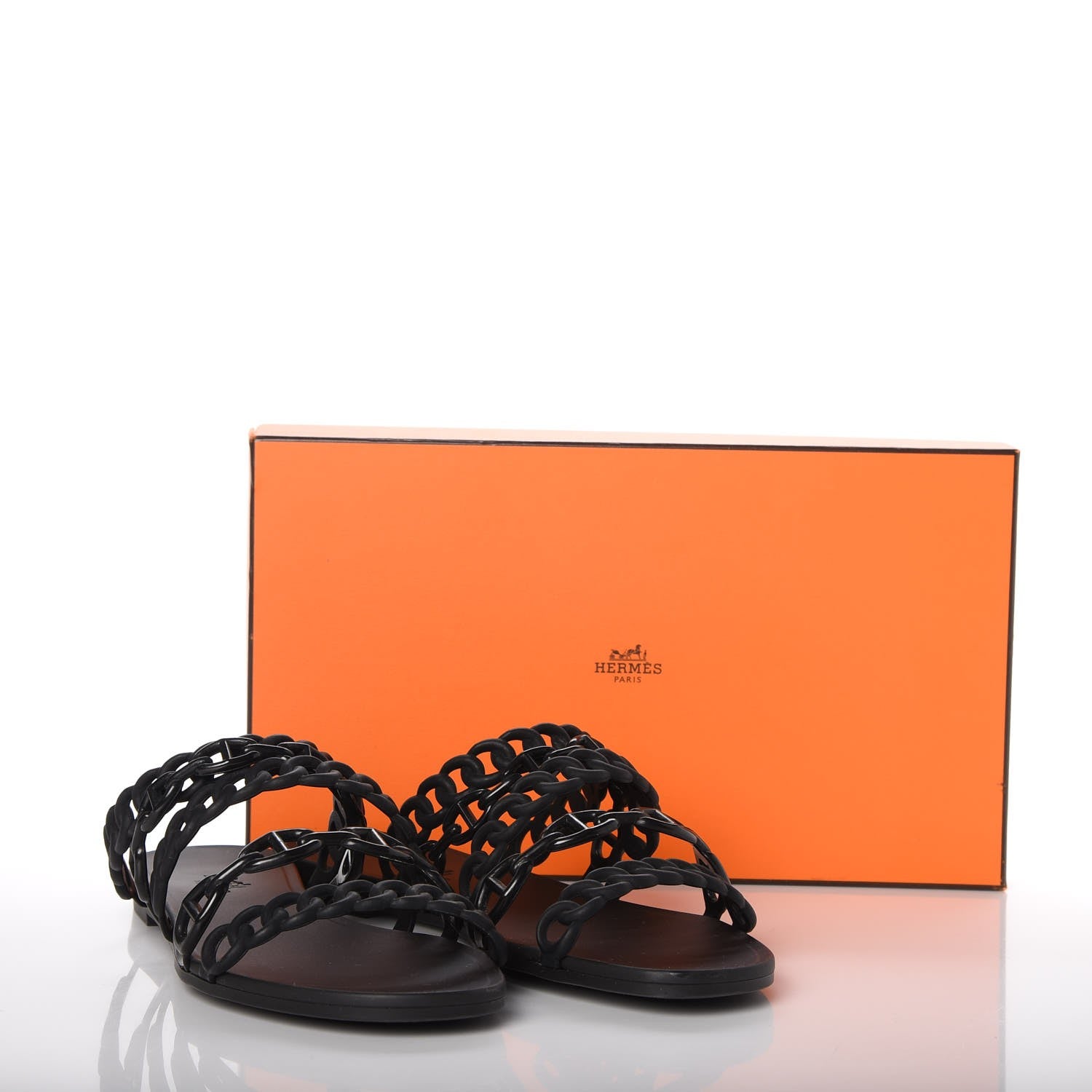 Hermes Rubber Chaine d'Ancre Nude Sandals 38 Black 8 of 8