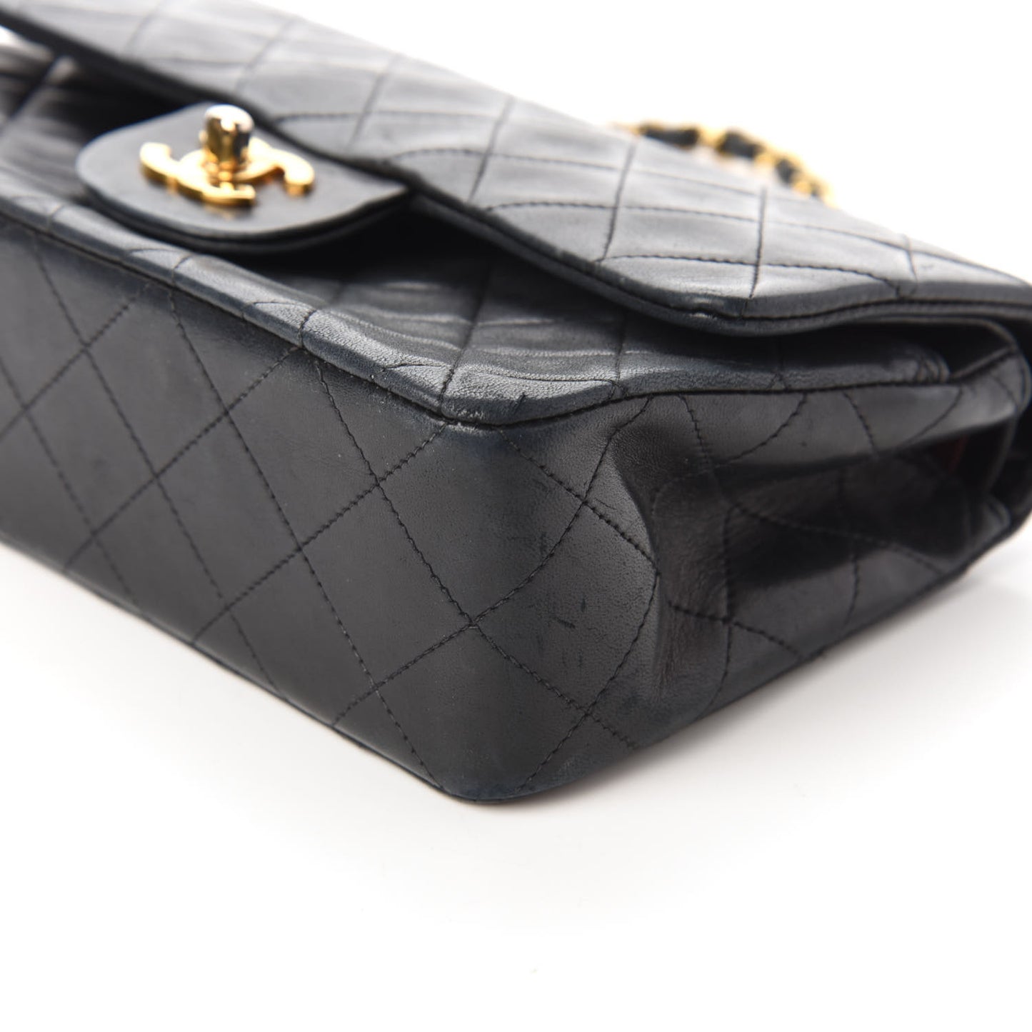 Lambskin Quilted Small Double Flap Black
