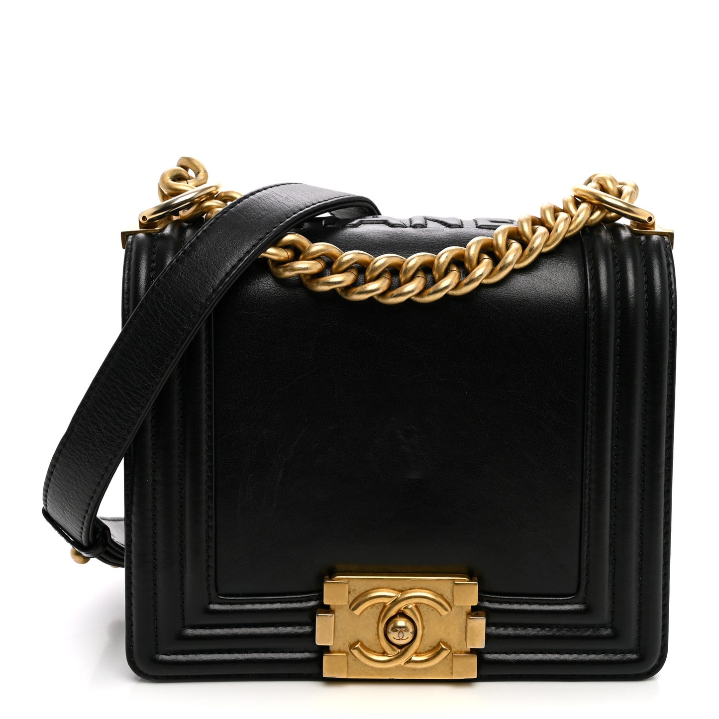 Calfskin Mini Boy Flap Black
