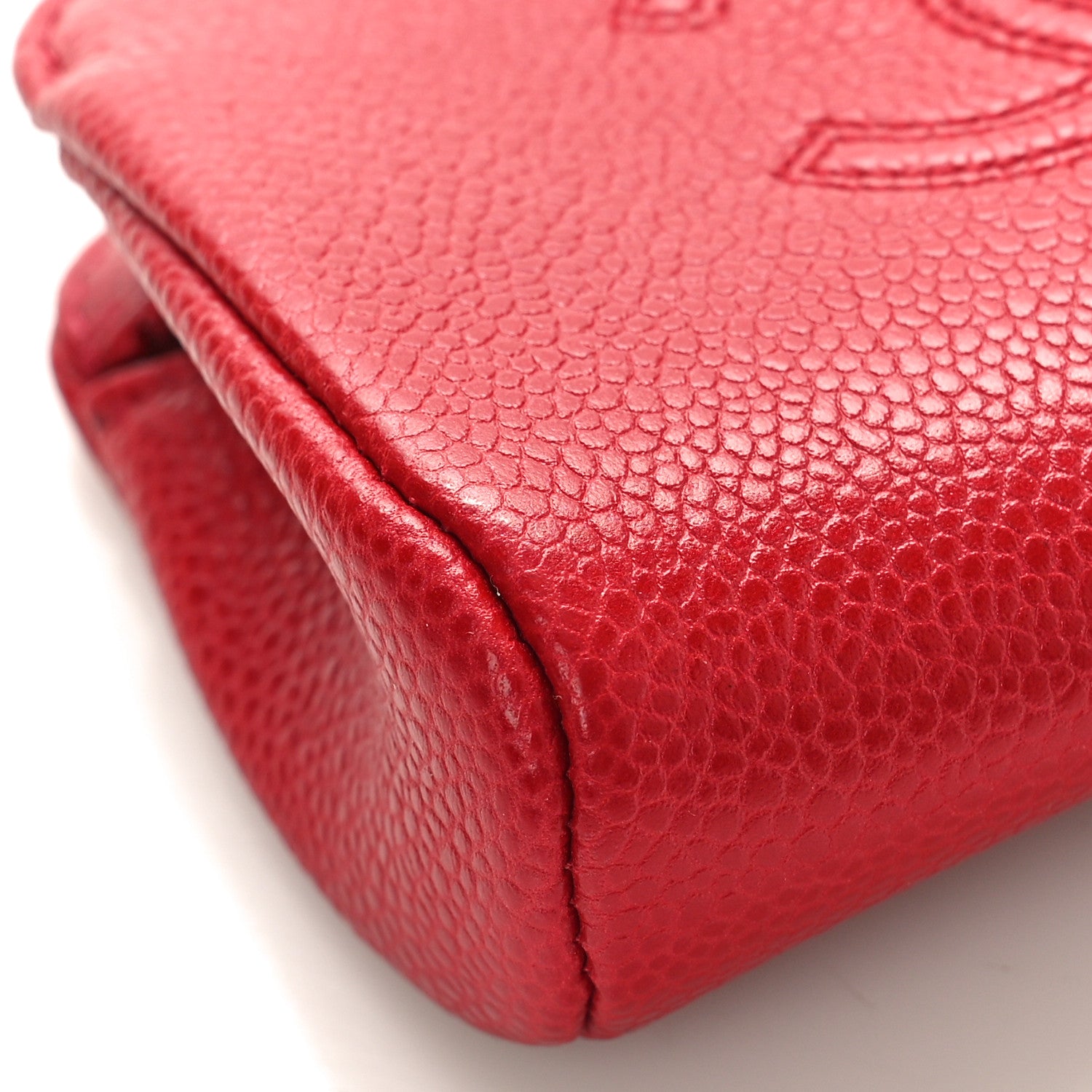 Chanel Caviar Timeless CC Cosmetic Pouch Bag Red 8 of 9