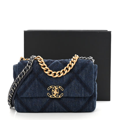 Chanel Denim Quilted Medium Chanel 19 Flap Blue 12 of 12