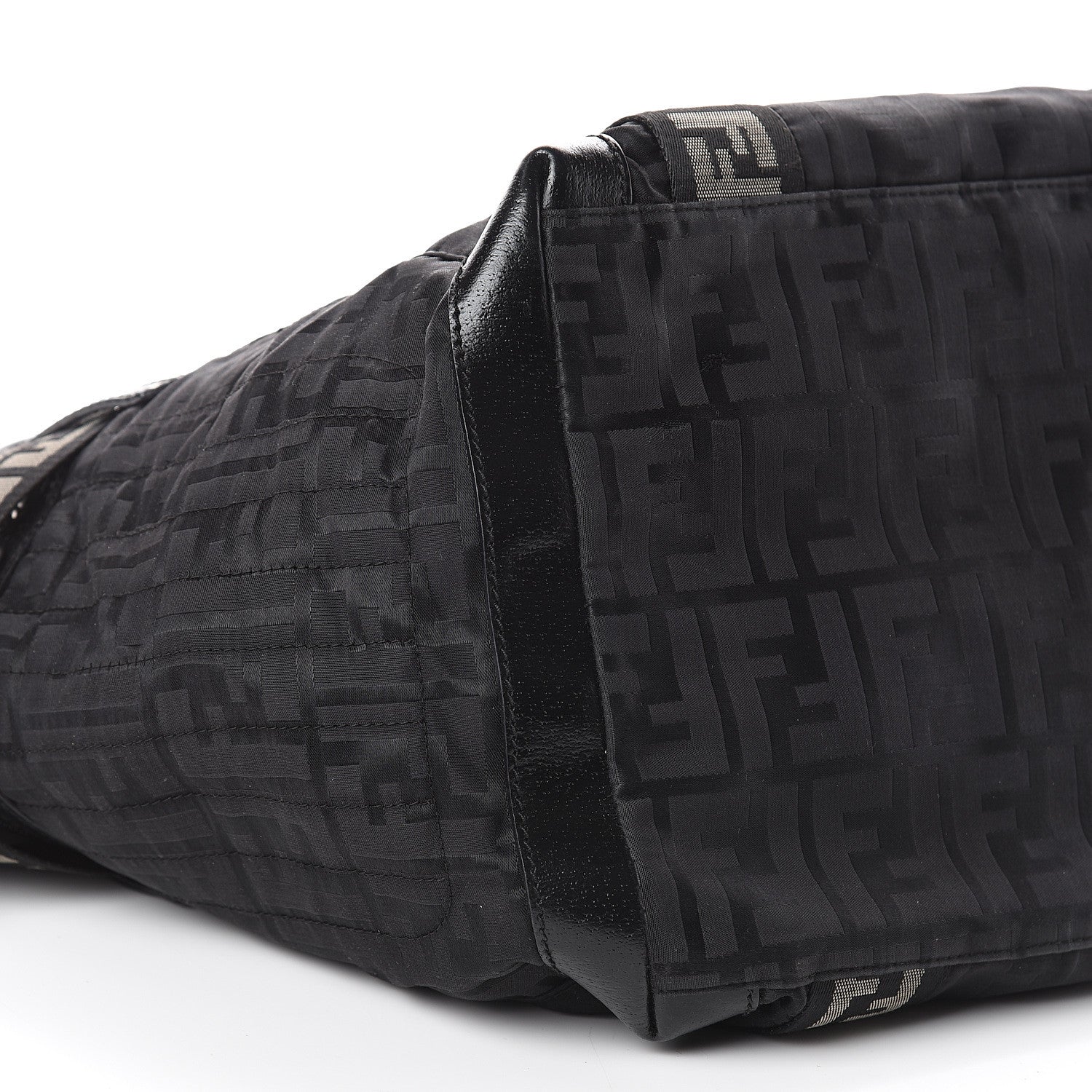 Fendi Zucca Cinghiale Large Zip Code Shopping Tote Black 9 of 10
