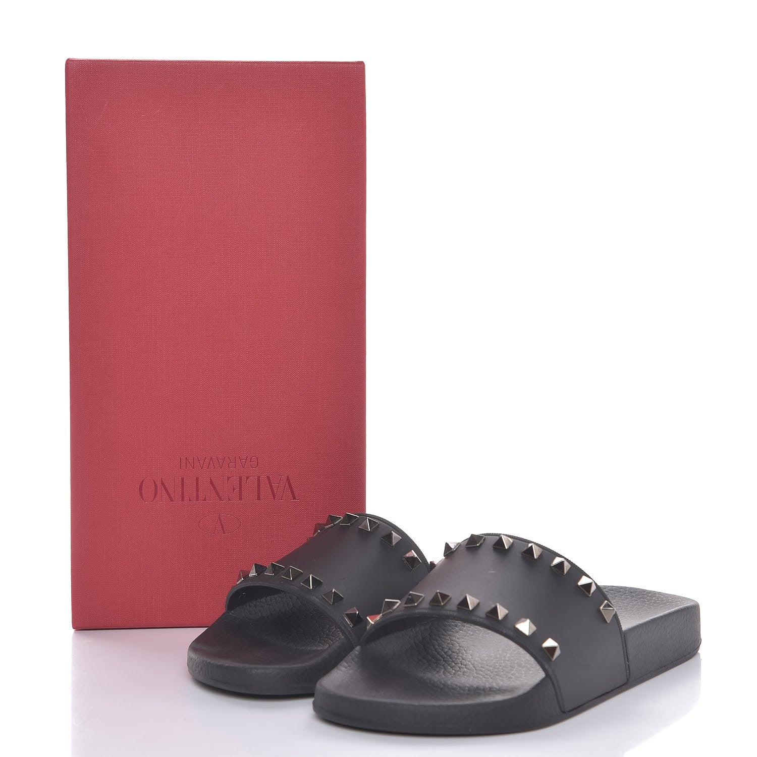 Valentino Garavani Rubber Rockstud Slide Sandals 38 Black 10 of 10