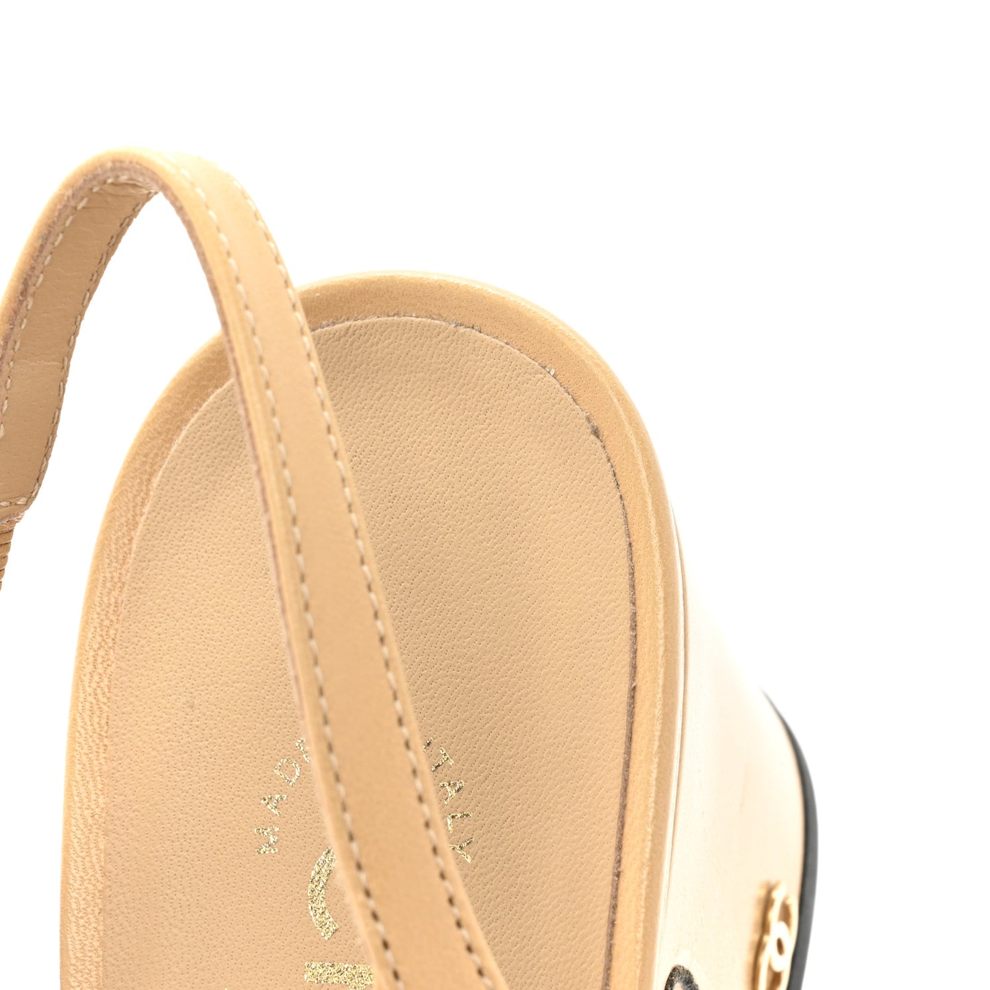 Goatskin Grosgrain Cap Toe CC Slingback Pumps 38 Beige Black