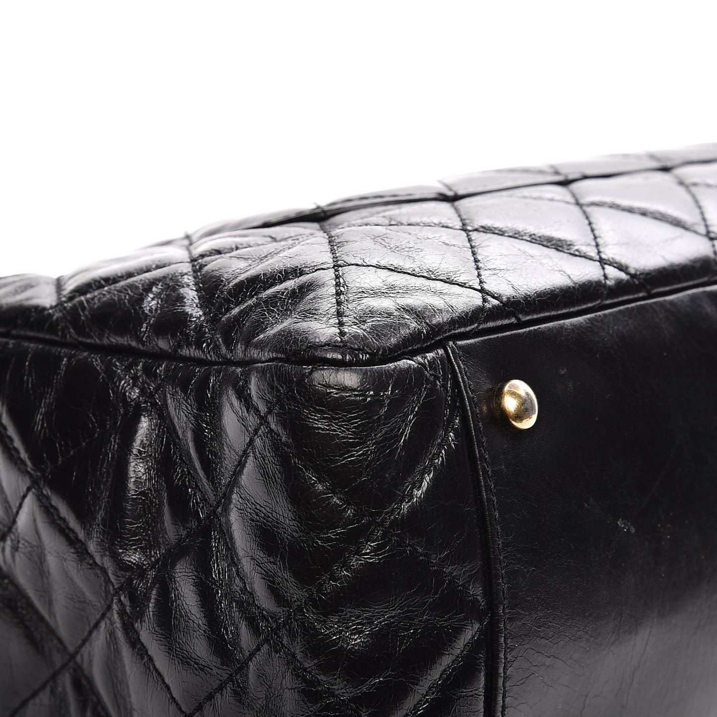 Glazed Calfskin Castle Rock Large Flap Black Burgundy
