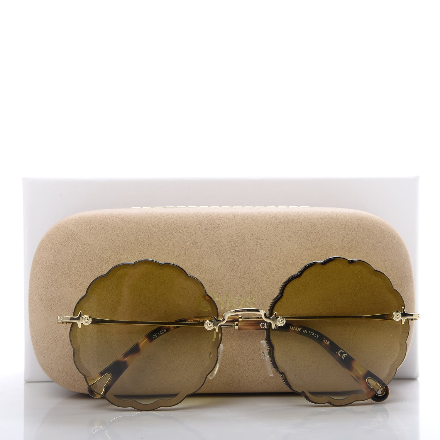 Chloe Rosie Bevelled Round Sunglasses CE142S Gold Gradient Yellow 7 of 7