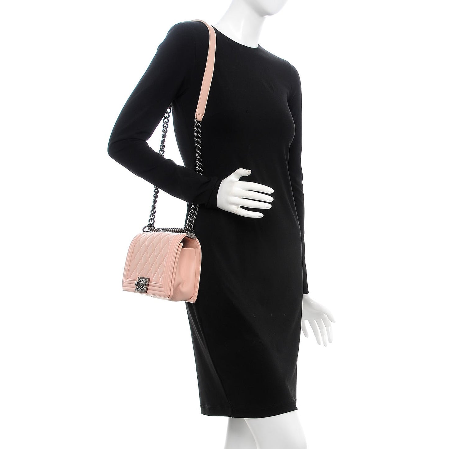 Calfskin Quilted Medium Boy Flap Light Pink