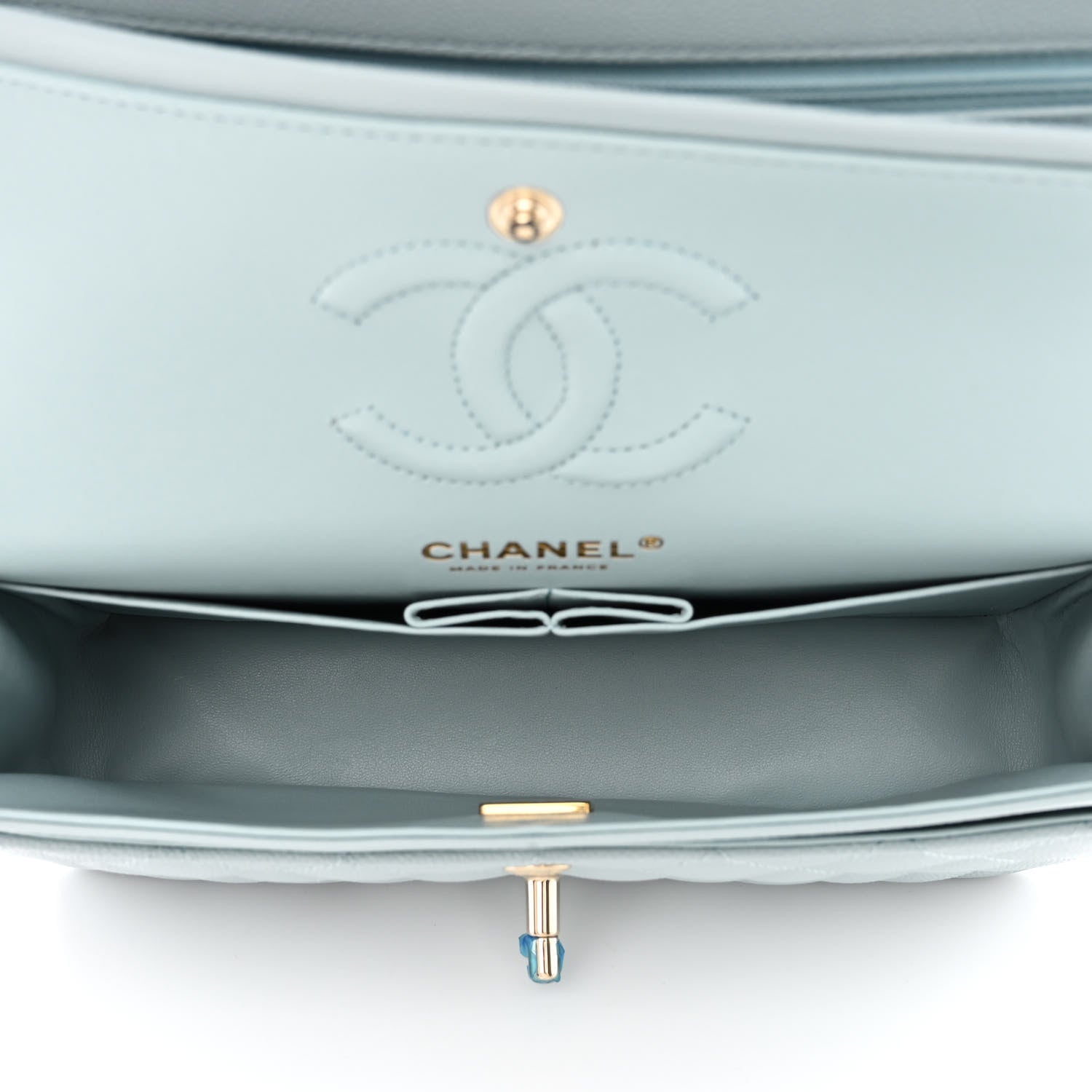 Chanel Caviar Quilted Small Double Flap Light Blue 5 of 11