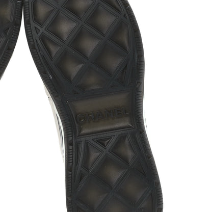 Chanel Velvet Calfskin Mixed Fibers CC Sneakers 39.5 Ivory Black 7 of 10