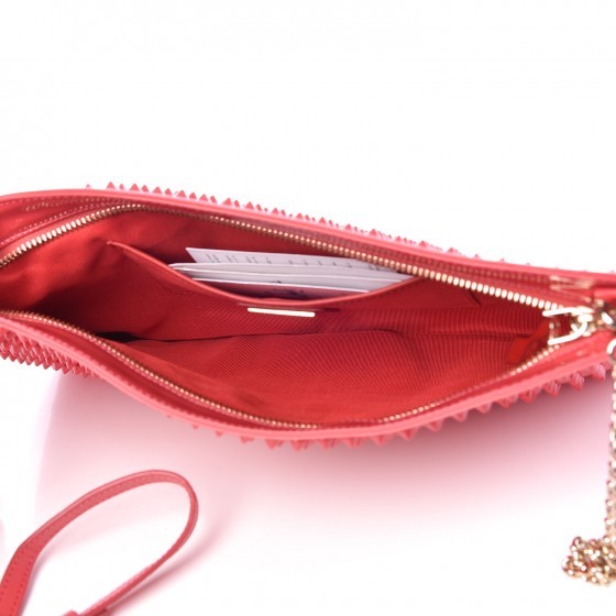 Christian Louboutin Calfskin Studded Loubiposh Chain Clutch Framboisine 5 of 7