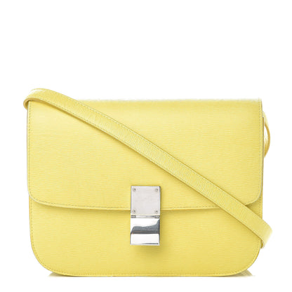 Celine Liege Calfskin Medium Classic Box Flap Bag Fluo Yellow 1 of 13