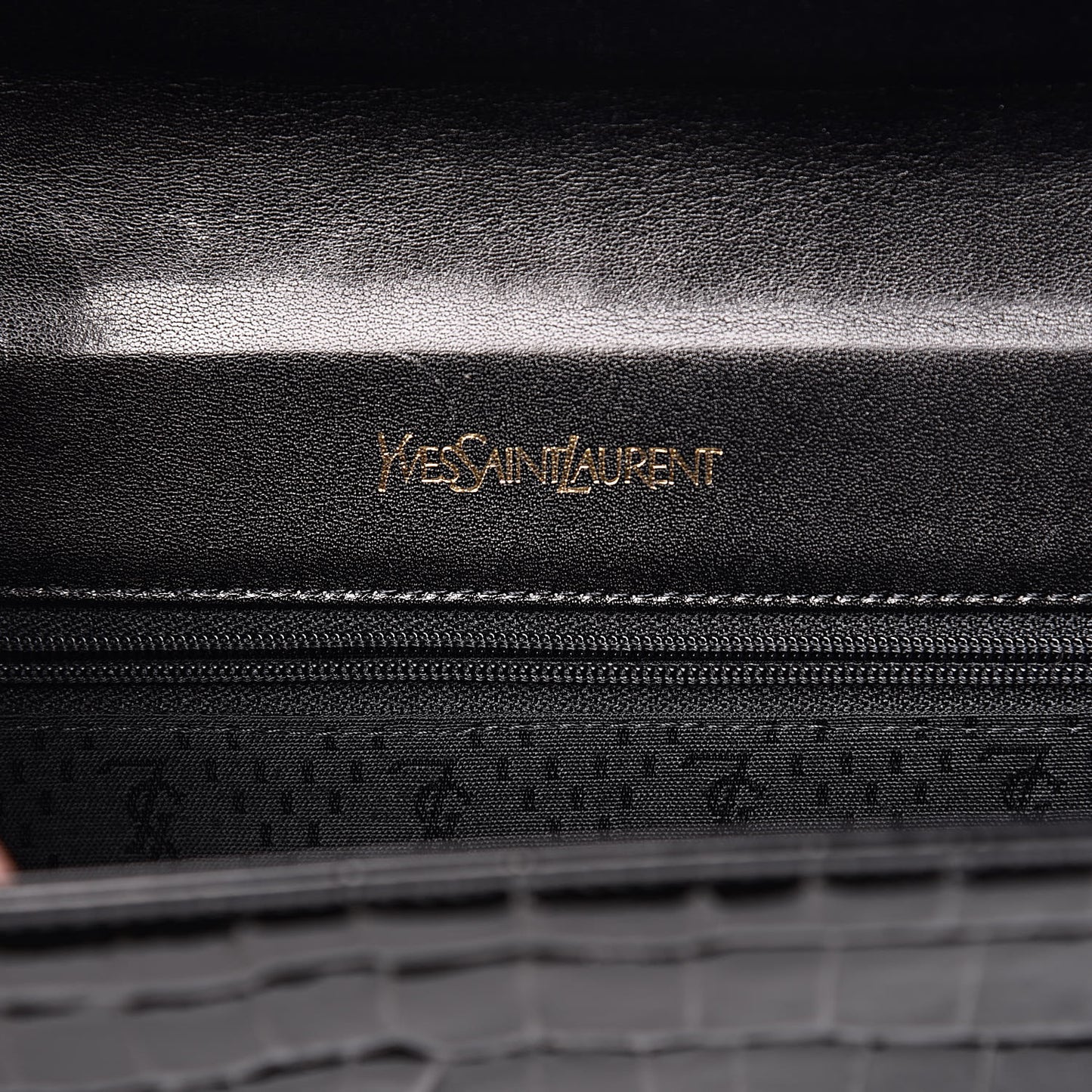 Calfskin Crocodile Embossed Clutch Black