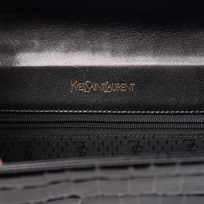 Saint Laurent Calfskin Crocodile Embossed Clutch Black 6 of 9
