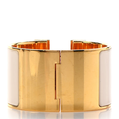 Hermes Enamel Extra Wide Clic Clac H Bracelet PM Blanc Percale 3 of 7