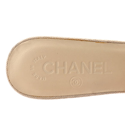 Chanel Canvas Camellia Wedge Sandals 38 Off White 8 of 9
