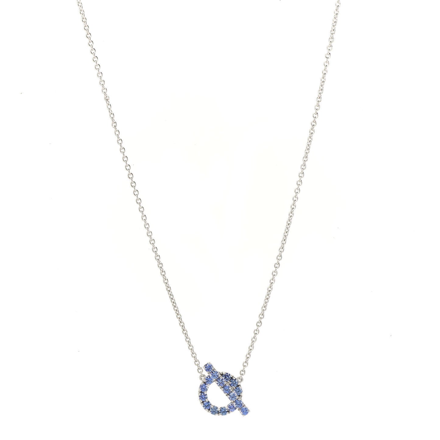 18K White Gold Blue Sapphire Finesse Pendant Necklace
