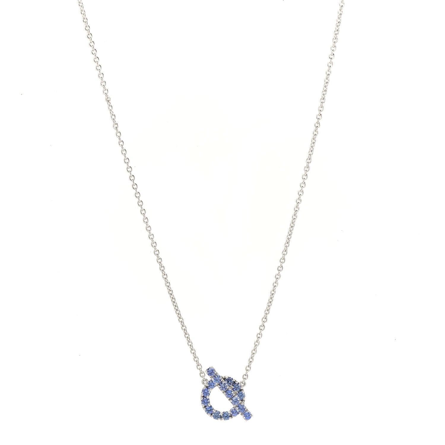 Hermes 18K White Gold Blue Sapphire Finesse Pendant Necklace 1 of 5