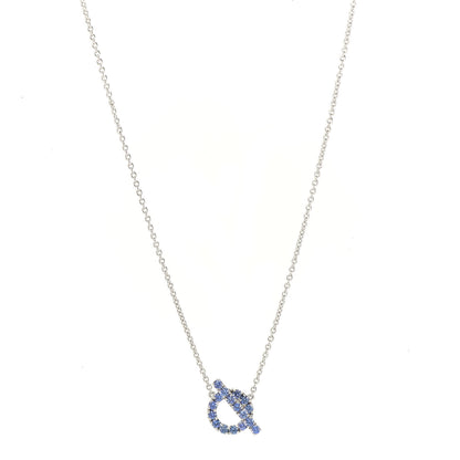 Hermes 18K White Gold Blue Sapphire Finesse Pendant Necklace 1 of 5