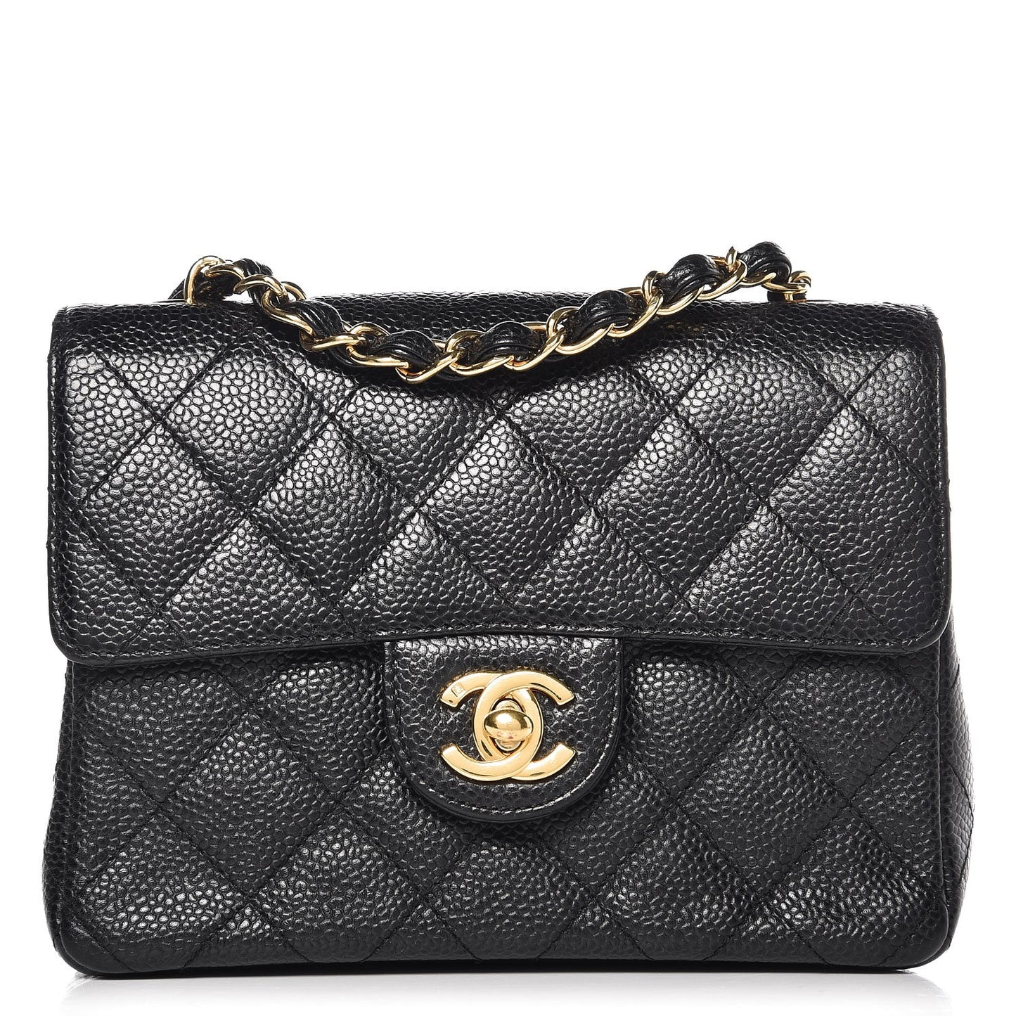 Caviar Quilted Mini Square Flap Black