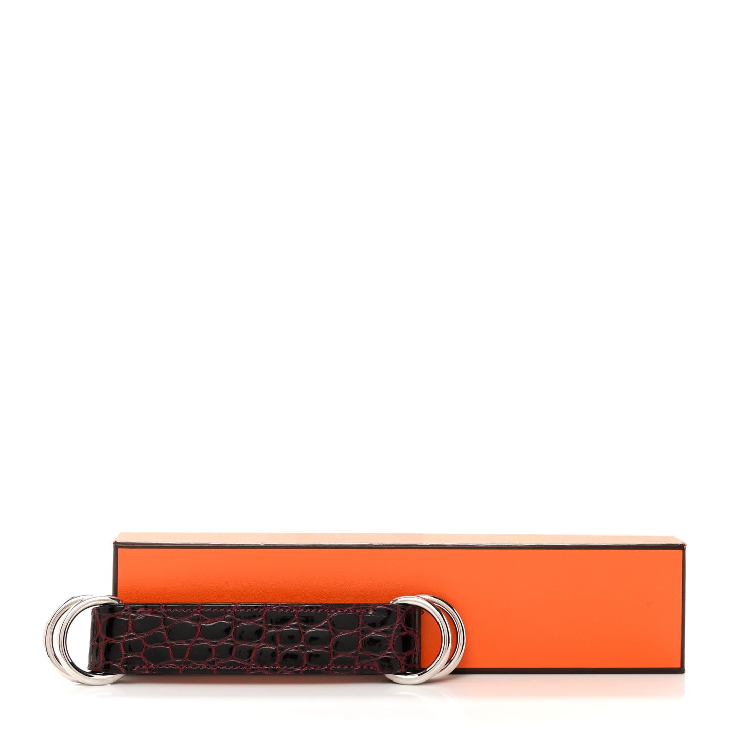 Shiny Porosus Crocodile Romance Scarf Ring Rouge H