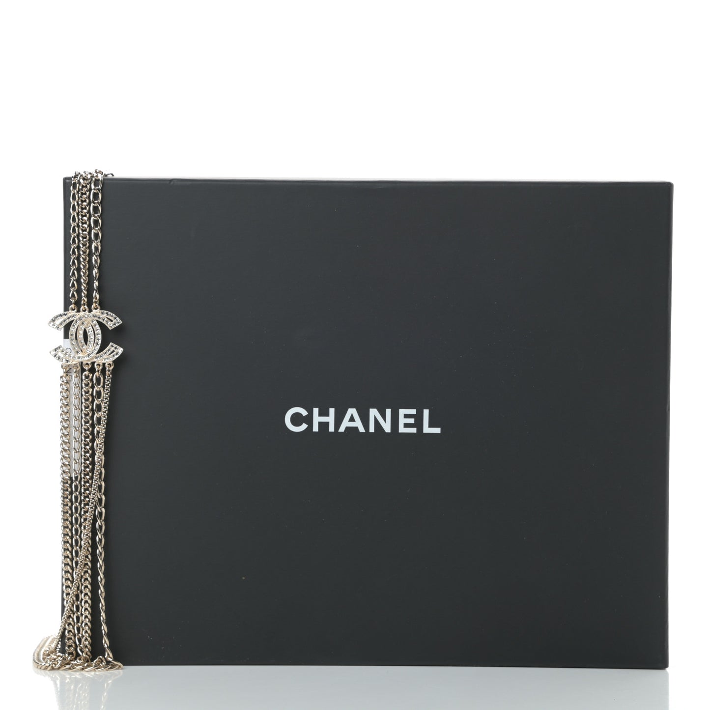 Multi Strand Chain Baguette Crystal CC Necklace Gold