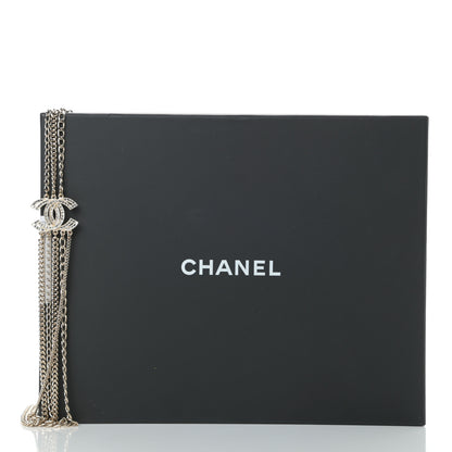 Chanel Multi Strand Chain Baguette Crystal CC Necklace Gold 5 of 5