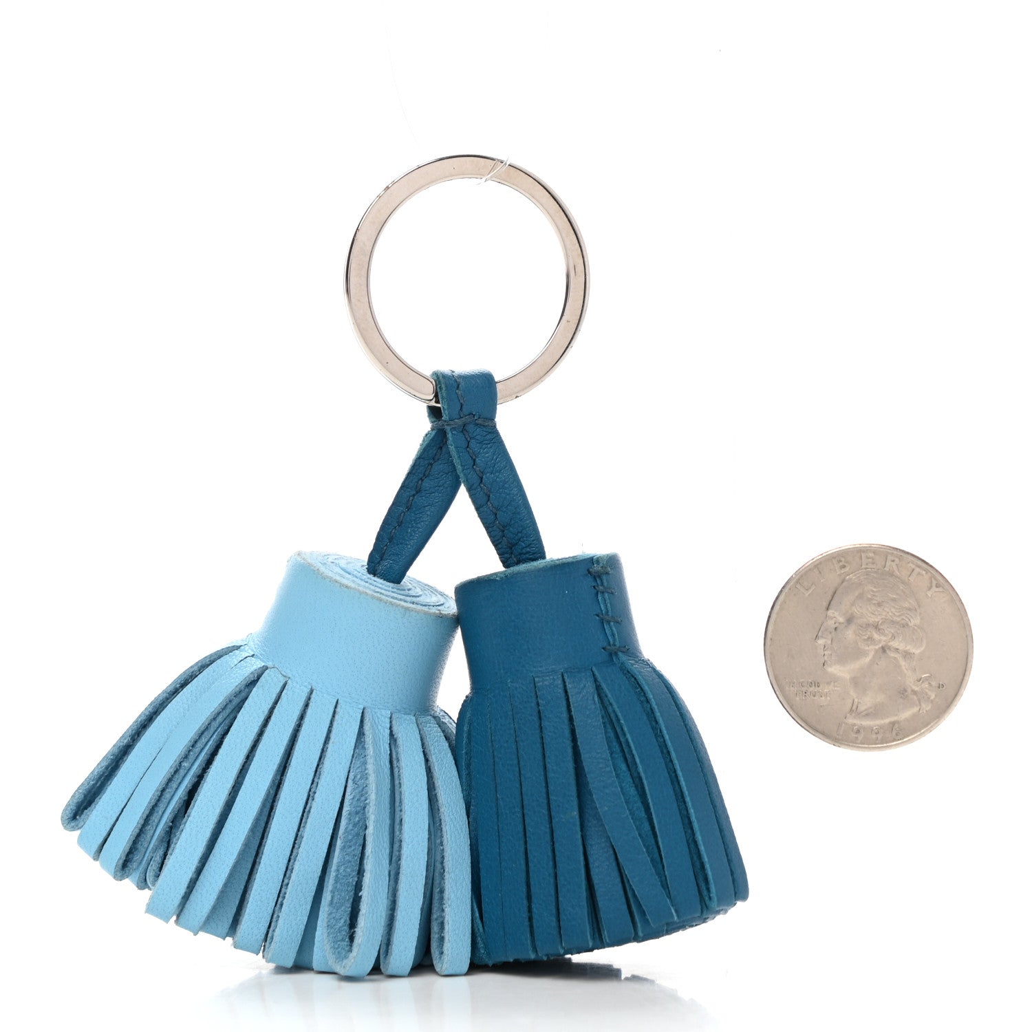 Hermes Lambskin Carmen Uno-Dos Key Holder Cobalt Celeste 2 of 5