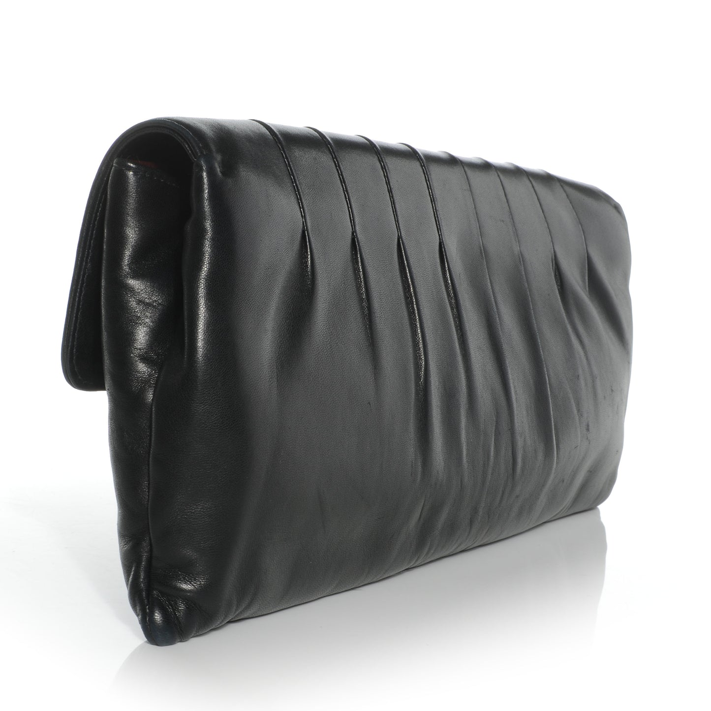 Lambskin Vertical Quilted Clutch Black
