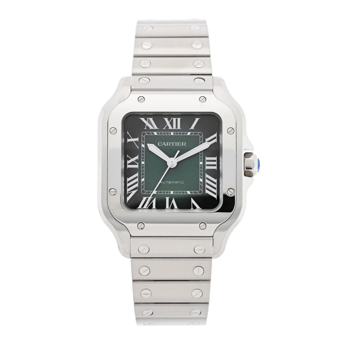 Stainless Steel 35mm Santos de Cartier Automatic Watch Green