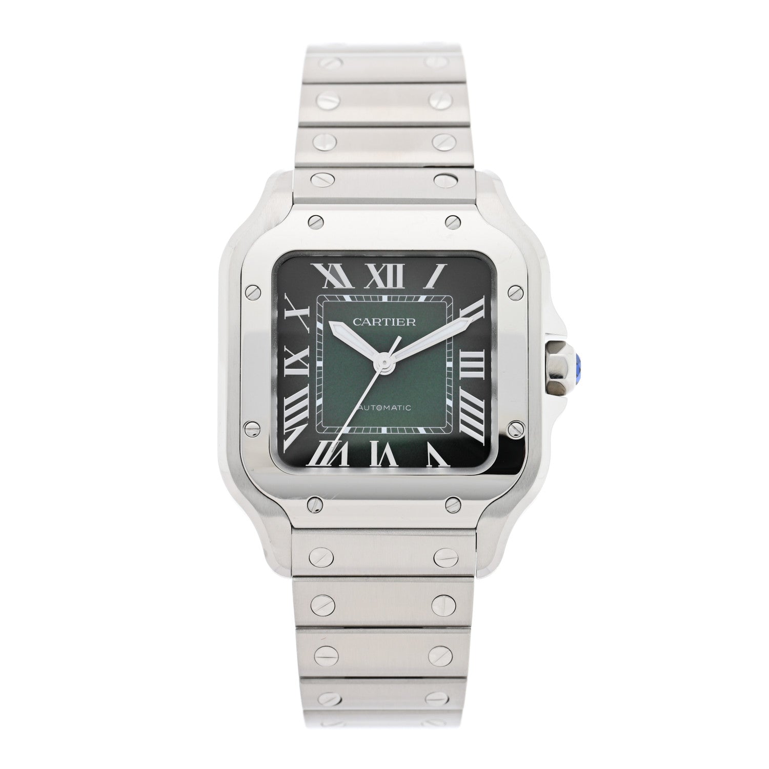 Cartier Stainless Steel 35mm Santos de Cartier Automatic Watch Green 1 of 5