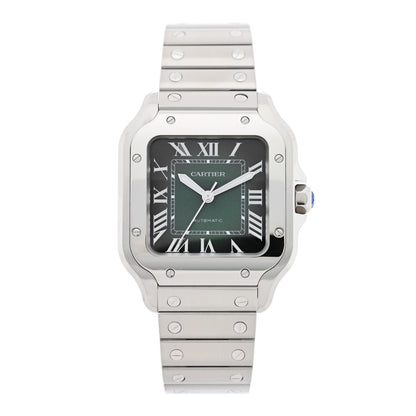 Cartier Stainless Steel 35mm Santos de Cartier Automatic Watch Green 1 of 5