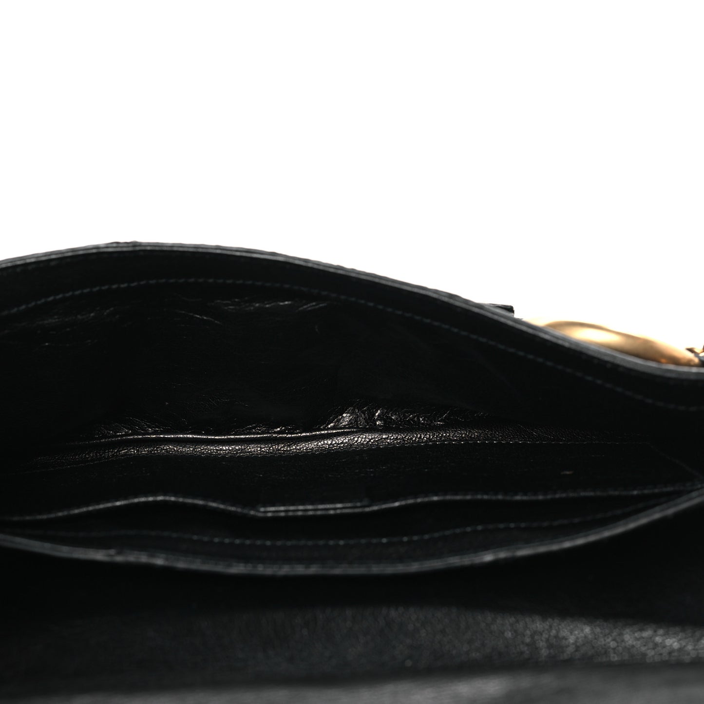 Snakeskin Studded Horsebit Chain Clutch Black