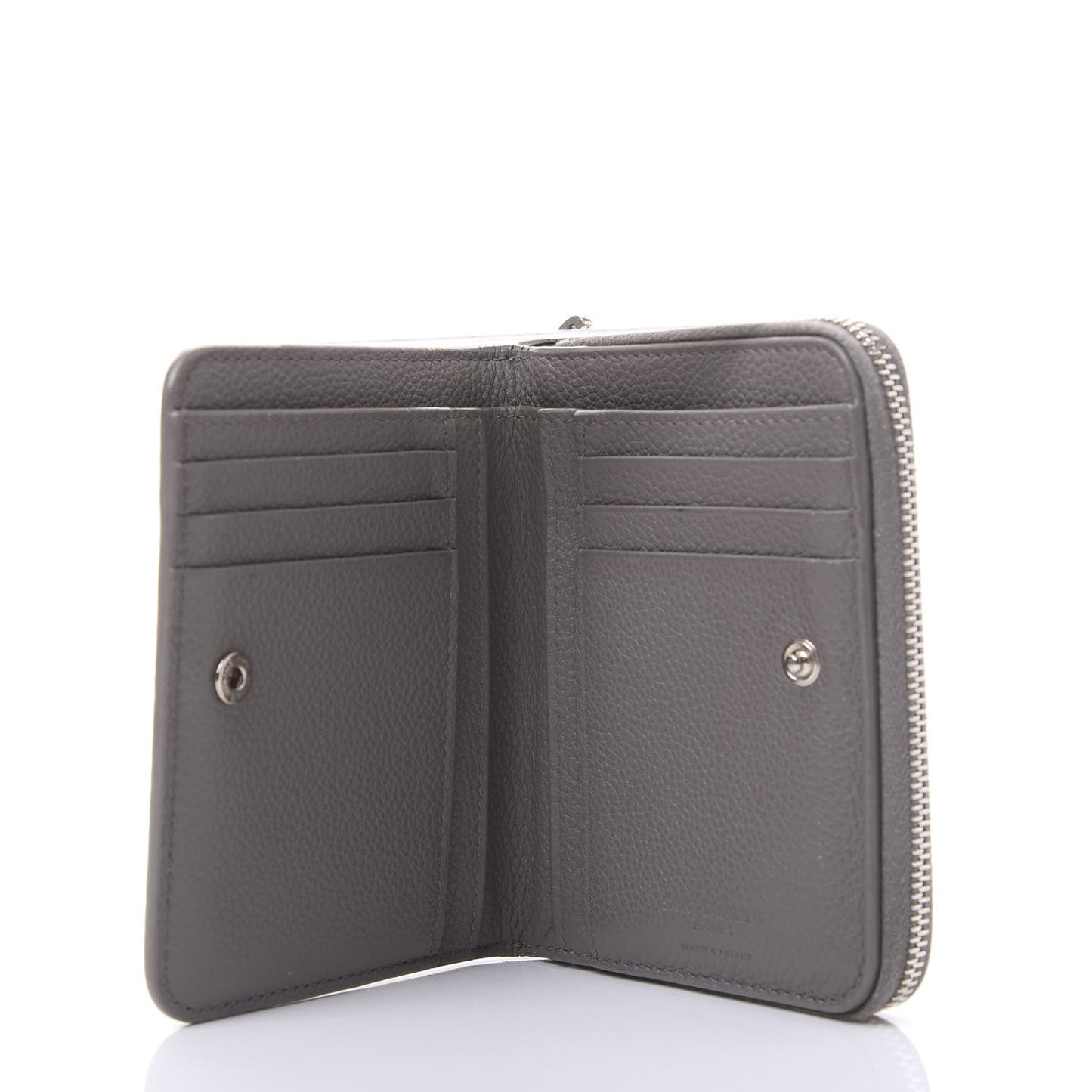 Grained Calfskin Rive Gauche Compact Zip Around Wallet Fog