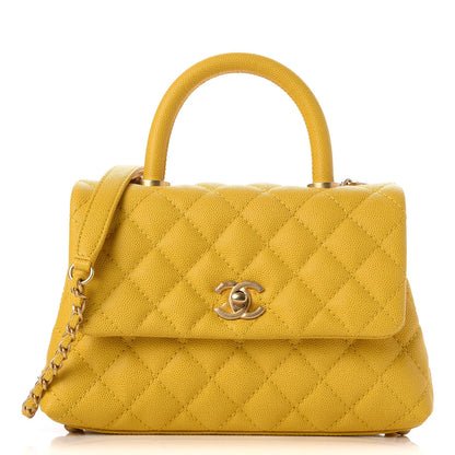 Chanel Caviar Quilted Mini Coco Handle Flap Yellow 1 of 8